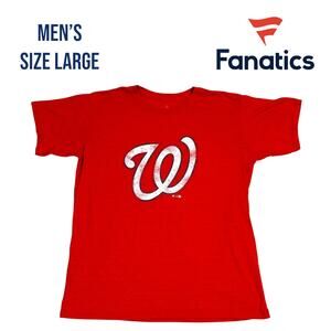 Washington Nationals Fanatics Shirt Men's Large Red Vintage Retro‎ MLB Baseball
